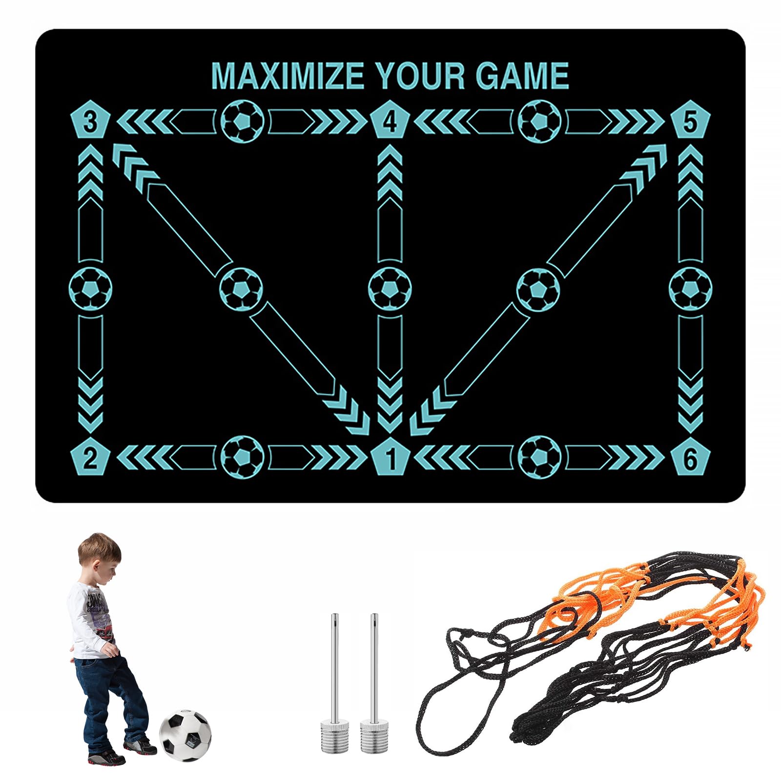 Mastery Anti-Skid Mat Soccer Mat - Blue, Adults & Kids, 90x60cm