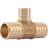 Sharkbite 1 Inch x 1 Inch x 3/4 Inch Crimp Reducing Tee, Brass Plumbing Fitting, PEX Pipe, PE-RT, UC416LFA