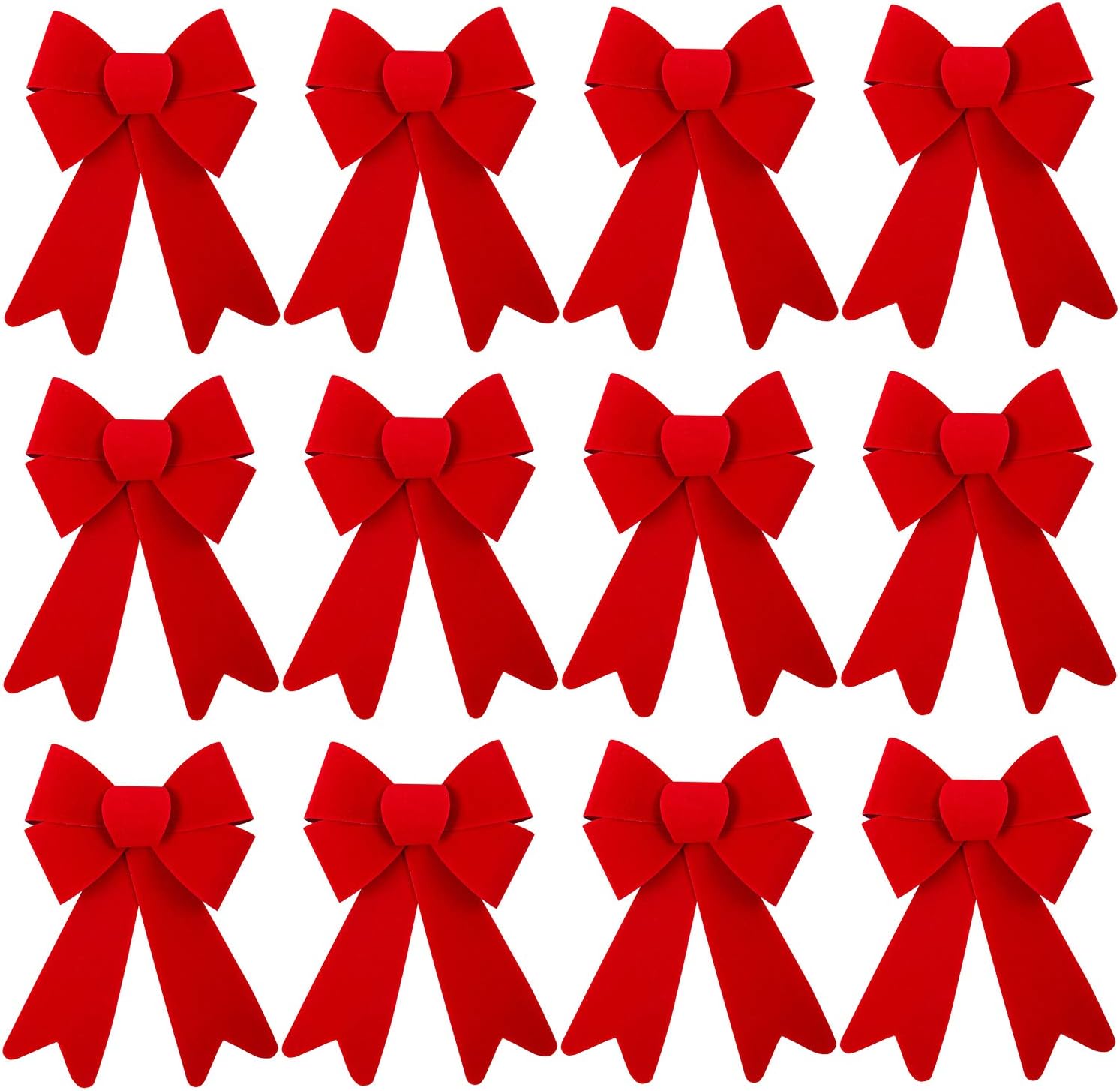 Bows & Ribbons - Aneco 12 Pieces Red Christmas Bows for Wreaths 5 x 8 Inches Christmas Bows for Tree Christmas Decoration Bows, Indoor and Outdoor