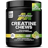 MuscleTech | Creatine Chews | Creapure Monohydrate Supplement for Muscle Recovery, Muscle Builder & Energy Boost | Pre Workout Supplement for Men & Women | Citrus Birst | 90 chewable Tablets