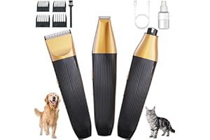 LABEKA Professional Cordless Dog Grooming Clippers - Quiet Pet Hair Trimmer for Anxious Pets, Thick Coats & Small Dogs | Pet Grooming Kit with 4 Combs & Nail Grinder | 11-Piece Pet Hair Removal Tool (Black)