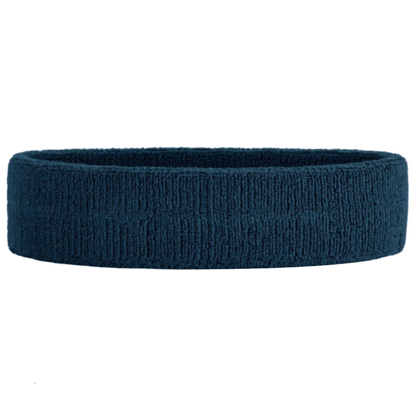 Hanerdun sports headband, women men sweatbands, cotton terry, for running, biking, jogging, tennis, football 1PCS(NAVY BLUE)