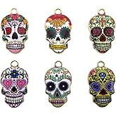 Honbay 24PCS Enamel Alloy Skull Charms Pendant for Jewelry Making or DIY Crafts