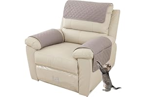 EXTLEZSA Sofa Armrest Cover, Headrest Cover for Recliner Chair Arm Cover,Armchair Slipcover Nonslip Quilted Furniture Protector for Pets Leather Sofa Couch (Light Grey,1 People (Set of 3))