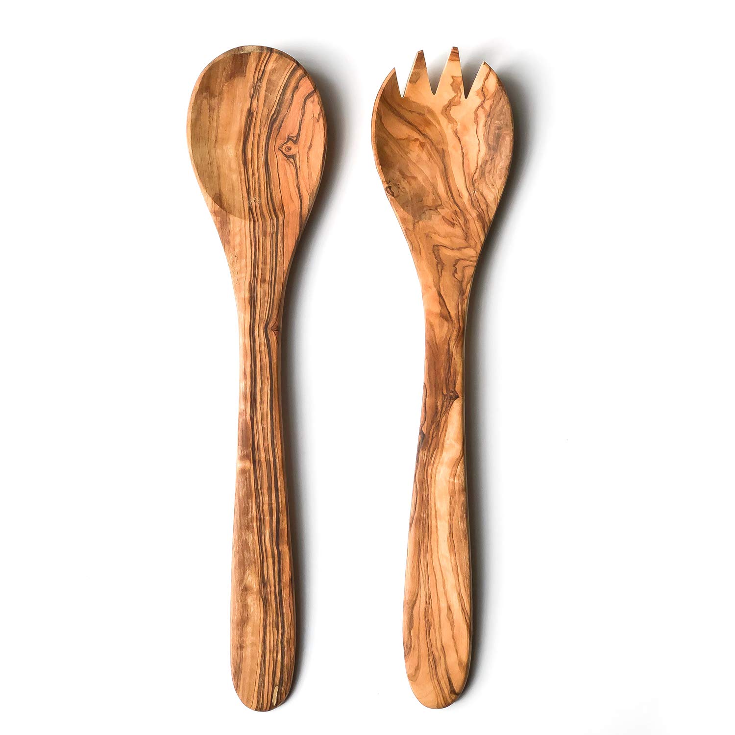 THERUSTICDISH - Traditional Olive Wood Salad Servers - Length 30cm