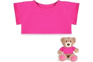RoundFunny Bear Tee Shirt Fit 14-18inch Bear Clothes Stuffed Animal Clothes Shirt Basic Stuffed Dolls Shirt, Pink