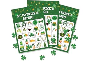Omgouue St. Patrick's Day Shamrock Irish Bingo Game - Green Party Supplies for 24 Players