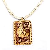 BRIJ HAAT Wooden Handmade Carving Indian Lord Hanuman ji mondey Locket/pendant with Kanthi Mala Indian religious jewellery