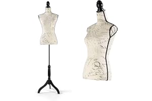 Encomle Dress Form Female Mannequin Torso, Height Adjustable Mannequin Body with Stand for Sewing, Display, Ivory