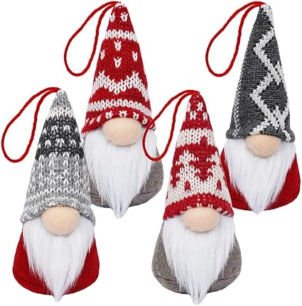 Amazon Co Jp Baodlon ノーム クリスマスオーナメント ハンドメイド スウェーデン トムテ クリスマス ノーム ぬいぐるみ スカンジナビアのサンタエルフ テーブルオーナメント 吊り下げクリスマスツリーデコレーション ホームデコレーション 4個パック ホーム キッチン