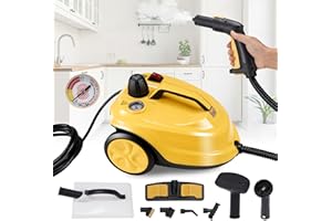 Spurgehom Steam Cleaner, Chemical Free Pressurized Steamer for Cleaning, 1.8L Tank 1800W Steam Mops with 27 Attachments for Cleaning Floor, Carpet, Car, Windows (With Pressure Gauge)