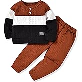 Toddler Boys Clothes Color Block Sweatsuit Long Sleeve Shirts Sweatpants Kids Fall Winter Outfit