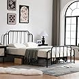 PINJU Metal Platform Bed Frame with Headboard and Footboard, Classic Style, Sturdy Metal Slats, No Box Spring Needed, Easy Installation (Black, Full)
