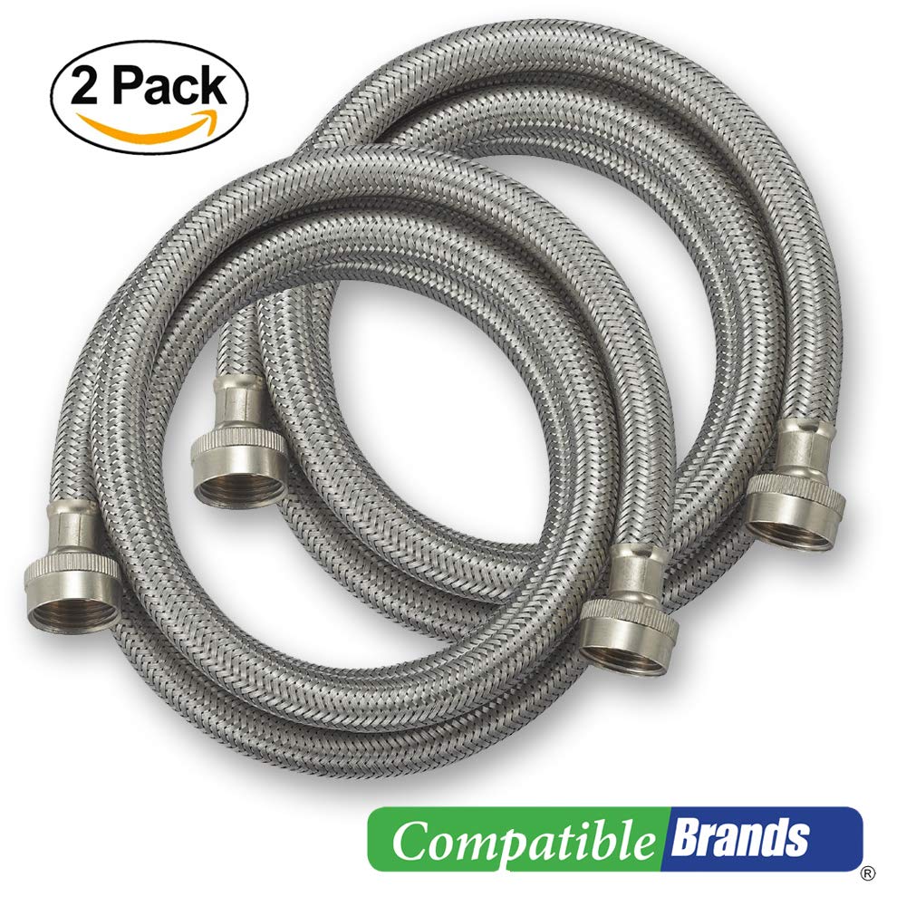NEW Washing machine hoses burst proof 6 foot stainless steel braided 2