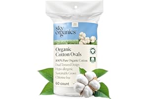 Sky Organics Organic Large Oval Cotton Pads for Makeup Removal, Cleansing, Toner Application, 100% Pure Organic Cotton, GOTS Certified Cotton, Dual Textured Design
