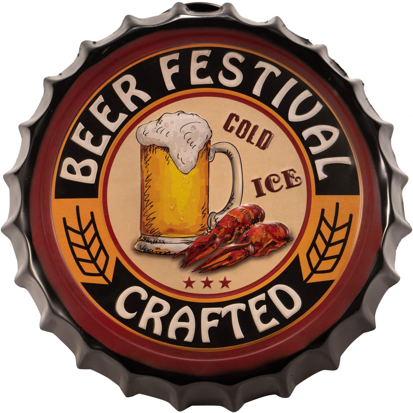 YINASI Beer Cap Wall Decor, Retro Tin Metal Beer Bottle Caps Sign Poster Plates Wall Art Plaque Bar Pub Club Wall Home Decoration Tool