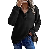 SHEWIN Womens Fall Fashion 2025 V Neck Waffle Knit Long Sleeve Shirts for Women Pullover Tops