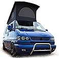 Roof Top Tent Camping 3 Window Roof Tent Pop Top Camper Black Canvas Compatible with VW T4 Eurovan Weekender Short Wheel Based SWB Camper - Grey Mosquito Net, 2 Person Rooftop Tents