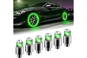 Flygun 6 PCS Car Tire Lights, Waterproof PVC Metal Vehicle Tire Flash Light Bulb Replacements, Universal Automotive Decoration Accessories for Car Truck SUV Motorcycle Bike (Green)