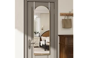 TinyTimes Over The Door Mirror Full Length,48"x14"Door Hanging Mirror Full Length Arch Mirror,Behind The Door Wall Mirror,Back of Door Mirrors for Closet Bedroom Living Room (Gold)