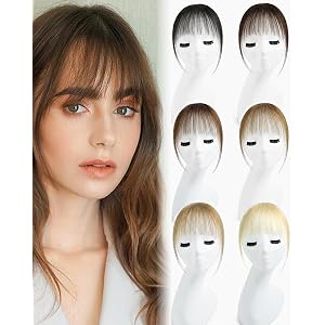 Yamel Light Brown Wispy Bangs Hair Clip in Extensions Human Hair Bangs | 100% Real Hair Clip on Fringe Hairpiece for Women Co