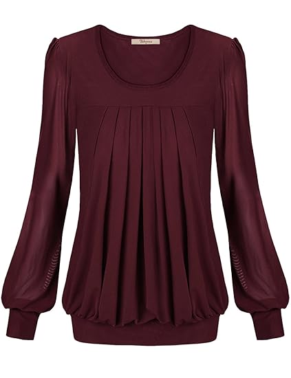 Tunics, Bebonnie Womens Ladies Basic Jersey Fashion Peasant Banded Blouse T Shirts Tunic Top L Wine