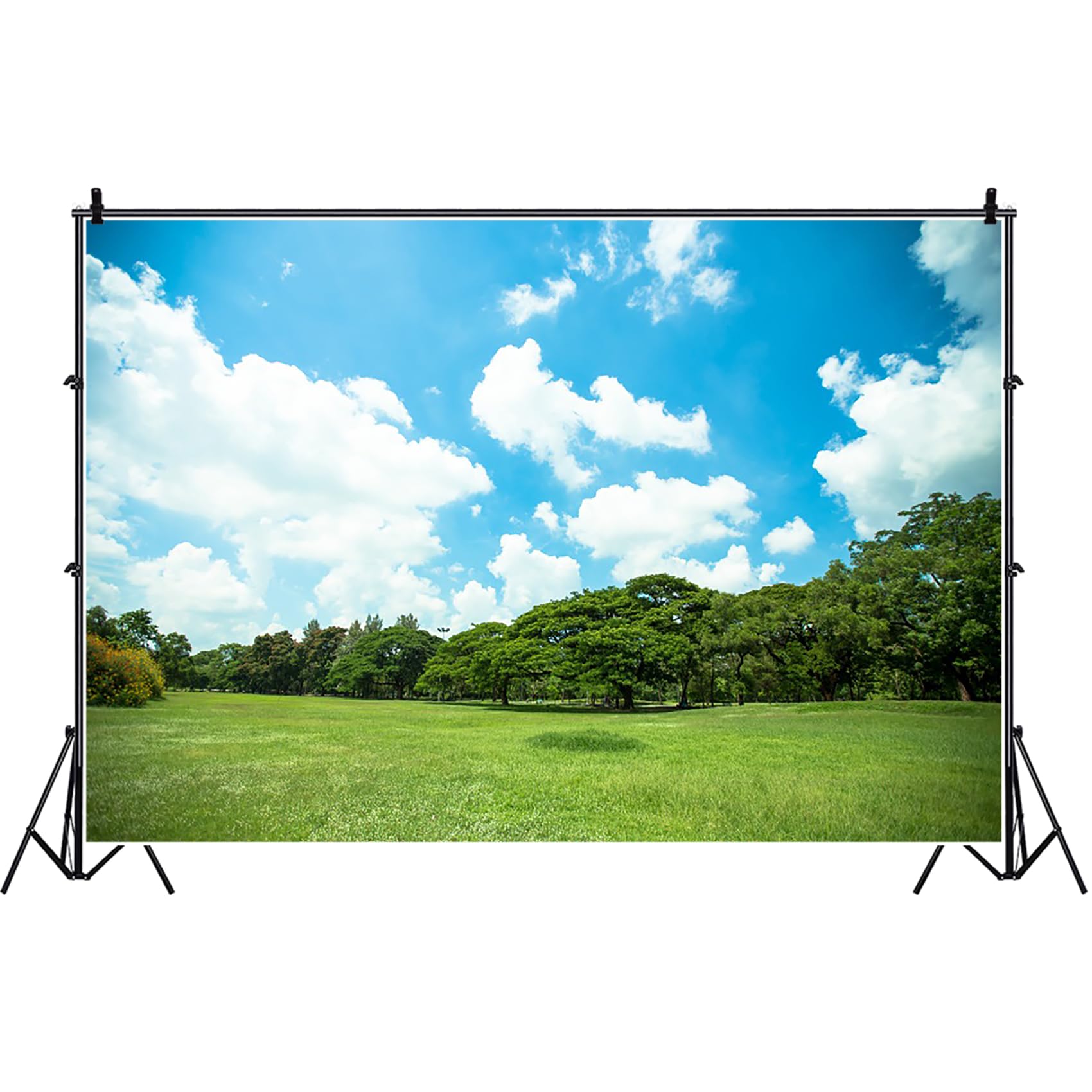 Bovlleetd 10x8ft Nature Scenery Backdrop for Photography Green Glassland Sky Blue White Cloud Photo Background Kids Adults Sunny Day Outdoor Travel Portraits YouTube Studio Props Vinyl