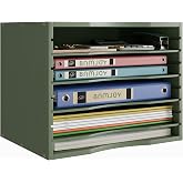 Bamjoy Bamboo 5 Tier Desktop Organizer, Paper Organizer Mail Sorter, File Holder Letter Document Storage with Adjustable Shelves for School Home Office, Forest Green