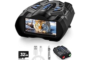 BUSHBINOC 4K Night Vision Goggles, Night Vision Binoculars for Adults,10X Digital NightVision, 9 Gear Infrared with 32GB TF Card,4000mAh Battery, 3.5" HD Screen Binoculars