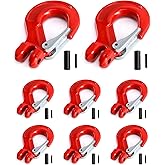 QWORK Clevis Slip Hook with Latch, 8 Pack, 3/8", 4400 lbs Load Limit, Grade 80 Drop Forged Alloy Steel