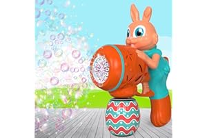 TRIMAGIC Easter Basket Filler for Toddlers 1-3, Bunny Bubbles Machine Gun Basket Stuffers for Kids Ages 2 3 4 5, Girls & Boys Easter Toys Gifts Ideas, Blue Orange