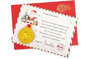 PAIVSUN Santa Nice List Medal Certificate, Good Behavior Certificate from Santa, Santa Certified Nice List Medal Gifts for Christmas Eve Box Filler Christmas Keepsakes Kids Adults Party Favor Decor