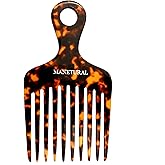 MANETURAL 14MX Hair Pick for Women, Wide Tooth Afro Comb for Curly Hair, Cellulose Acetate, 5.5 inches(14 cm), Tortoise, 1 PACK