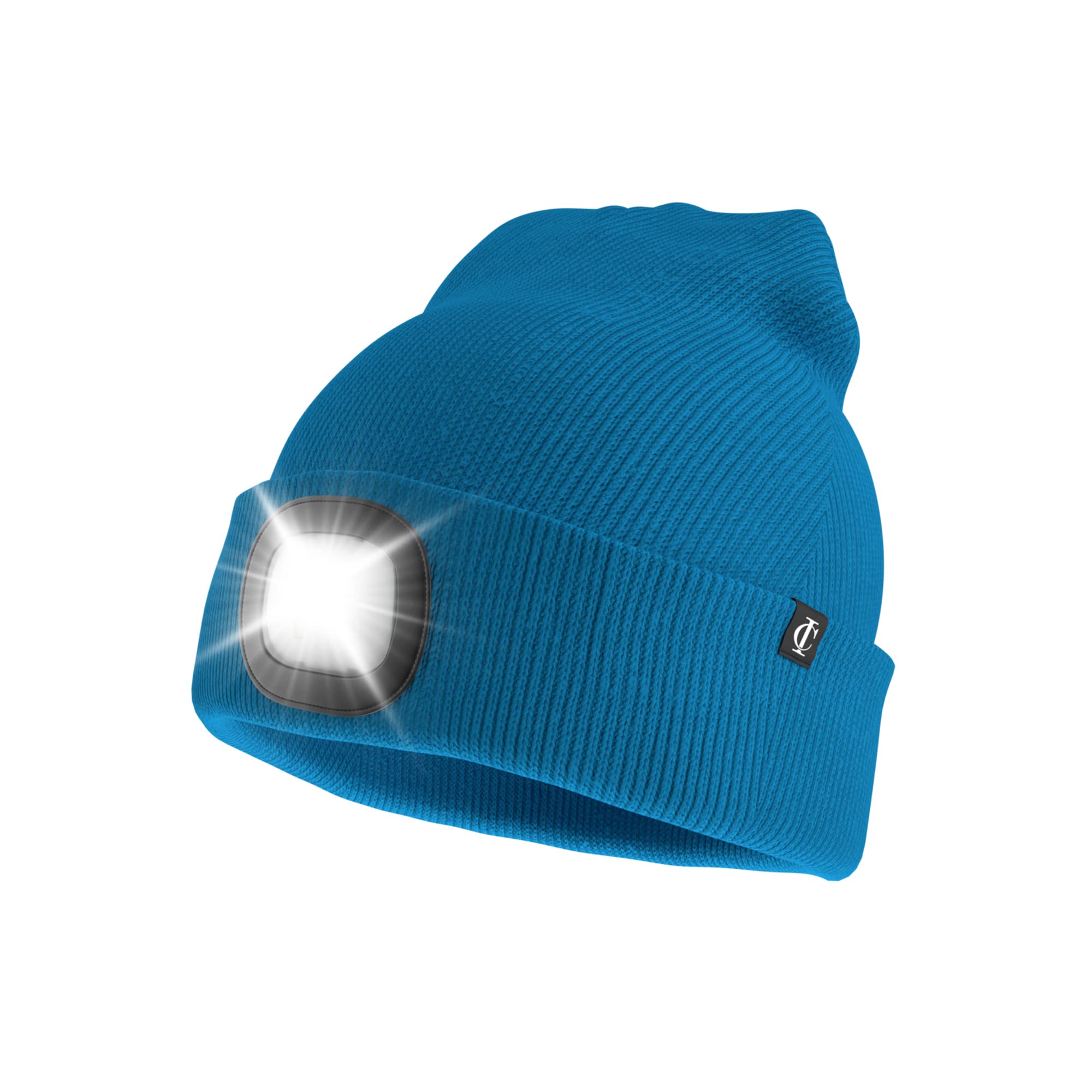Idyllicomfort Led Lighted Beanie Hat,USB Rechargeable Hands Free Headlamp Cap, Unisex Winter Warmer Knit Hat with Light for Hiking Biking Camping Jogging, Gift for Men, Women, Teens Peacock Blue
