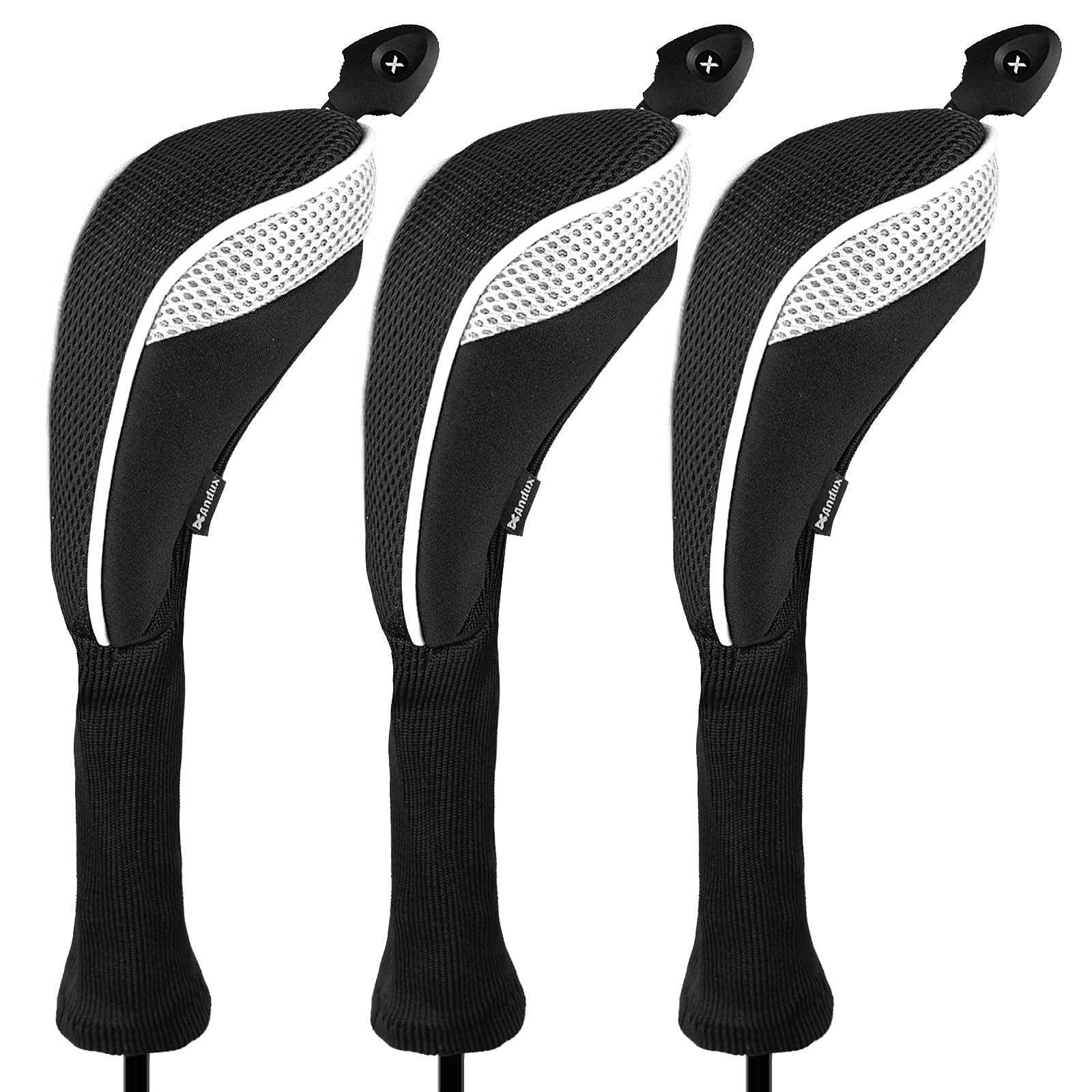 Andux 3 Pack Long Neck Golf Hybrid Club Head Covers Dial No. Tag CTMT-01 (White)