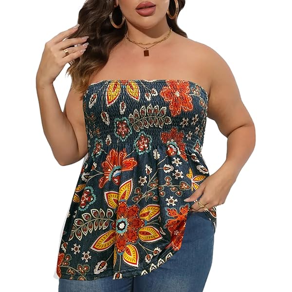 パロマウール　floral-print strapless tank top パロマウール floral-print strapless tank top パロマウール floral