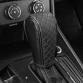 QKYS Leather Car Gear Shift Knob Cover, Upgraded Anti-Slip Design Stick Shift Knob Cover, Universal Durable Car Decorative Accessories Shifter Stick Protector Suitable for Cars,Trucks,SUVs (Black)