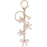 Popizard Bow Purse Charms Keychain - Pink Bow Alphabet Letter Key Chain, Bag Charms Wallet