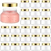 Mumufy 36pcs 8 oz Plastic Cosmetic Jars with Lids, Gold,Clear | Scrub Containers, Refillable Clear Empty Travel Jars, for Body Butter, Sugar Scrubs, Cream, Lotions, Candy