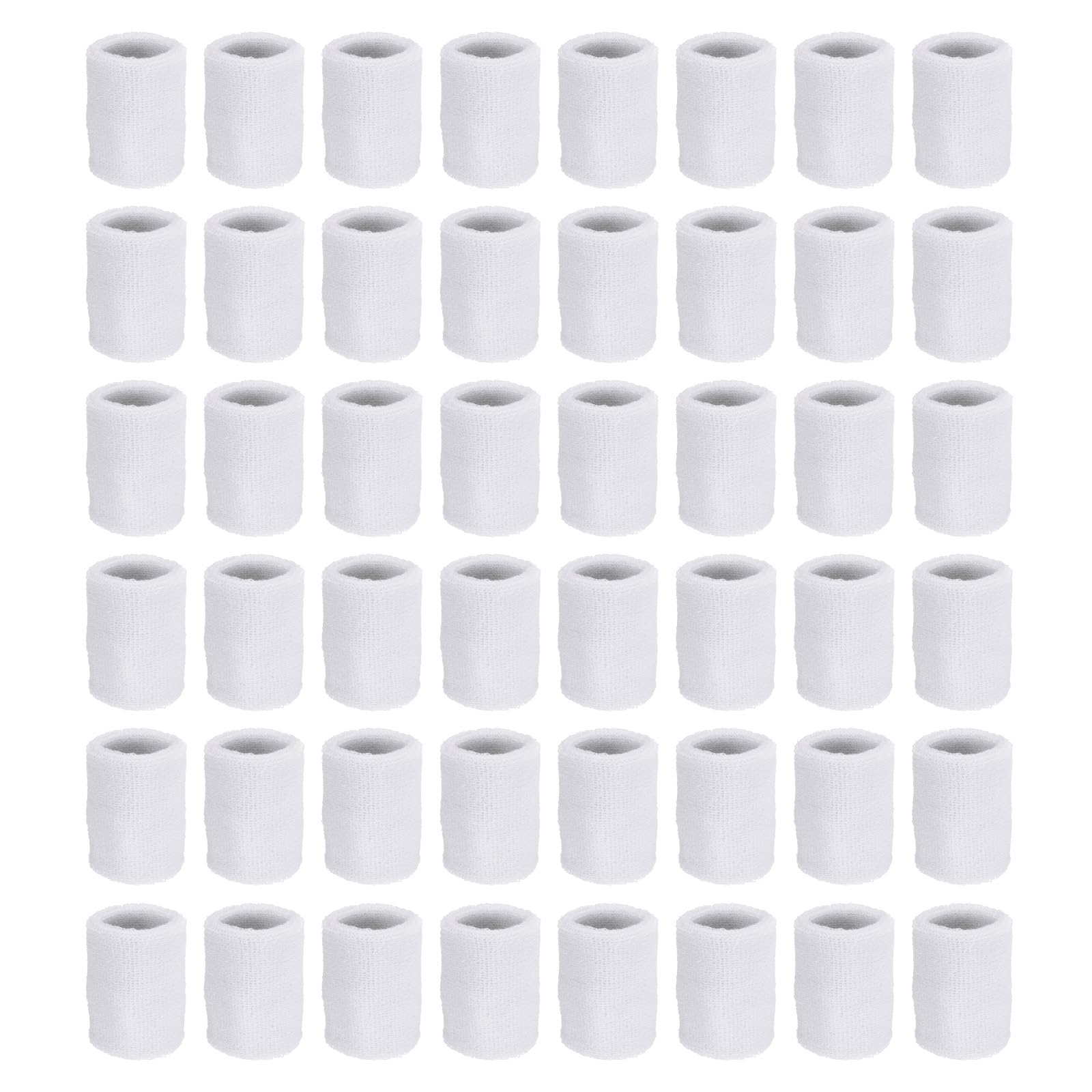 PATIKIL Sports Wristbands, 48 Pack Athletic Cotton Terry Cloth Absorbent Wrist Sweatband for Tennis Basketball Working Out Running, White