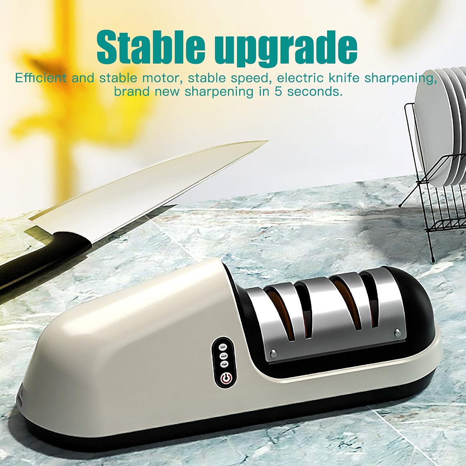 Electric Knife Sharpener, Multifunctional Electric Knife Scissor Sharpener for Home with Bevel Crude Fine Wide Notch - Image 4