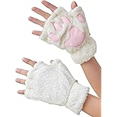 OTPEH Cat Paws Gloves Fingerless Bear Furry Paw Cute Hand Gear Cosplay Costume Accessories