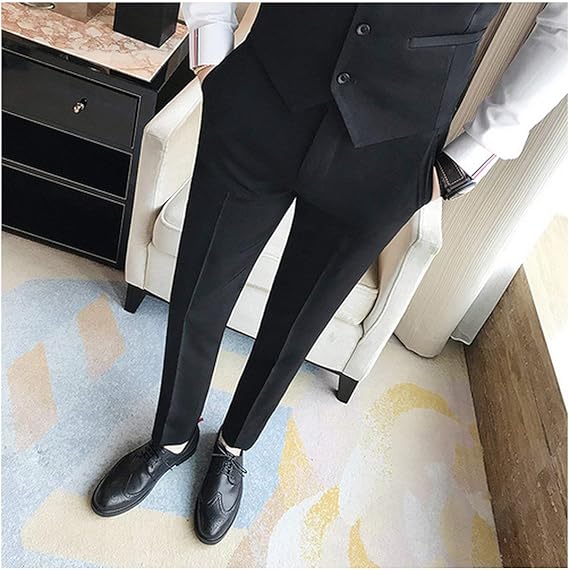 Amazon Co Jp メンズスーツパンツカジュアルビジネスドレスパンツスリムドレスズボンメンズクラシックウェディングパンツ 服 ファッション小物