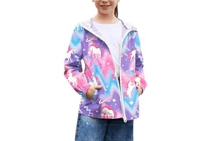MODAFANS Girls Boys Rain Jacket Lightweight Waterproof Hooded RainCoats Windbreaker for Outdoor 4-13year
