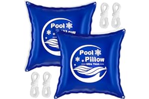 ranwin 4 x 4FT Square Pool Pillows for Above Ground Pools, 0.4mm Thicker PVC Winterize Pool Closing Kit, Durable Pool Cover Air Pillow Kit for Winter to Support Covers, Rope Included 2 Pack
