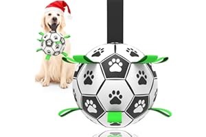 TBC PET Dog Toys Soccer Ball with Straps, 6‘’ World Cup Interactive Dogs Toys for Tug of War, Yard Game, Water Toy, Herding Ball for Dogs Small & Medium, Puppy Birthday Gifts Outdoor Jolly Ball Boredom Buster