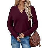 LILLUSORY V Neck Lightweight Sweaters for Women Fall Fashion 2025 Outfits Pullover Tops Trendy Tunic Long Sleeve Tops