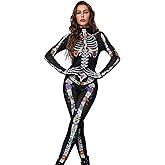 Joyful Start Skeleton Costume Women Womens Halloween Costumes Adult Skeleton Body Suits Women for Halloween Cosplay Role Play