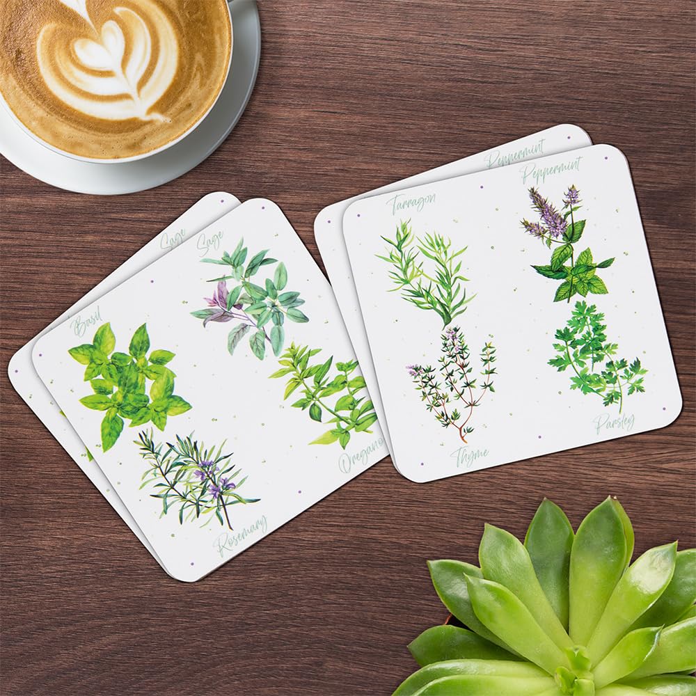 The Leonardo Collection LP95065 Herb Garden Drinks Mat Coasters (Set of 4), Boxed