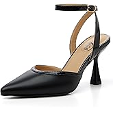 Trary Heels Women Pumps Closed Toe Ankle Strap Pointed Toe Heeled Sandals for Women Stiletto Wedding Dress Shoes